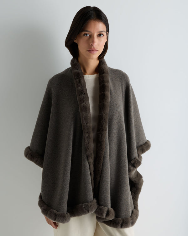 Women's Ayla Fur Trim Cashmere Cape 1