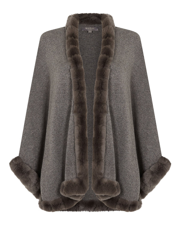 Women's Ayla Fur Trim Cashmere Cape 2