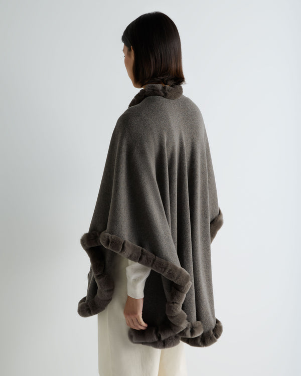Women's Ayla Fur Trim Cashmere Cape 4