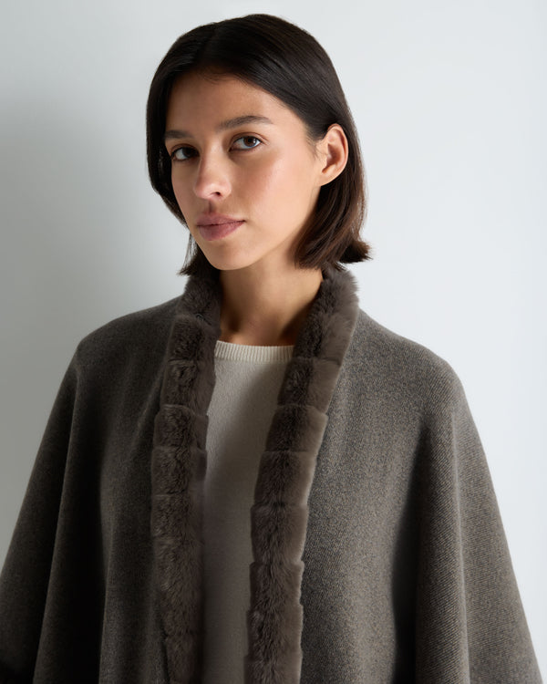Women's Ayla Fur Trim Cashmere Cape 5