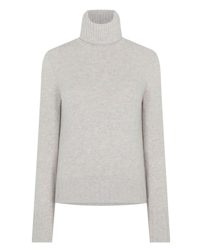 N.Peal Women's Hazel Chunky Roll Neck Cashmere Jumper Cashmere Grey Melange