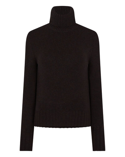 N.Peal Women's Hazel Chunky Roll Neck Cashmere Jumper Cocoa Brown