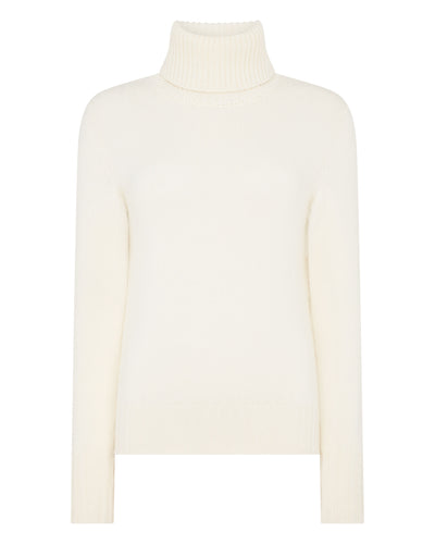 N.Peal Women's Hazel Chunky Roll Neck Cashmere Jumper New Ivory White