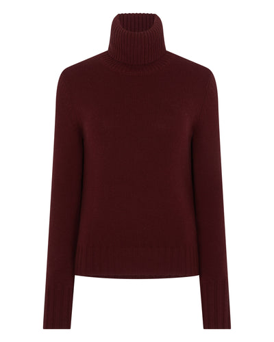 N.Peal Women's Hazel Chunky Roll Neck Cashmere Jumper Rustic Red