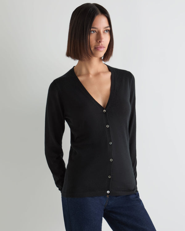Women's Mia Superfine Cashmere V Neck Cardigan 1