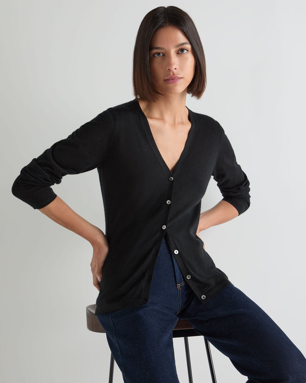 Women's Mia Superfine Cashmere V Neck Cardigan 5