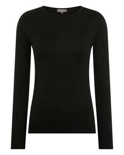 N.Peal Women's Eden Superfine Cashmere Round Neck Top Black