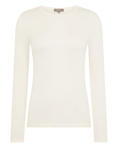 N.Peal Women's Eden Superfine Cashmere Round Neck Top New Ivory White