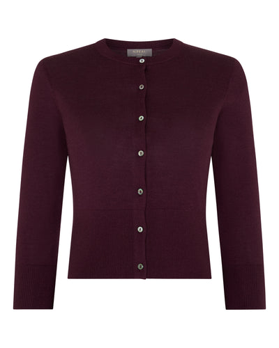 N.Peal Women's Darcie Superfine Cashmere Cropped Cardigan Damson Red
