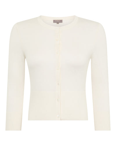 N.Peal Women's Darcie Superfine Cashmere Cropped Cardigan New Ivory White