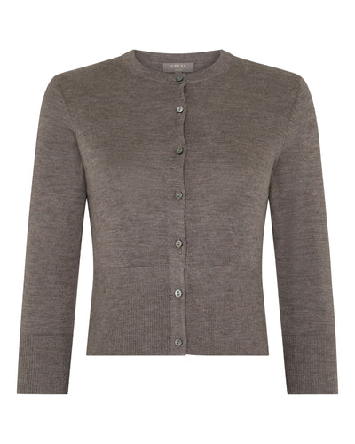 N.Peal Women's Darcie Superfine Cashmere Cropped Cardigan Pecan Brown