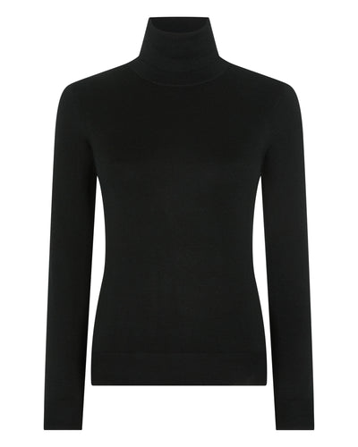 N.Peal Women's Margot Superfine Cashmere Roll Neck Jumper Black