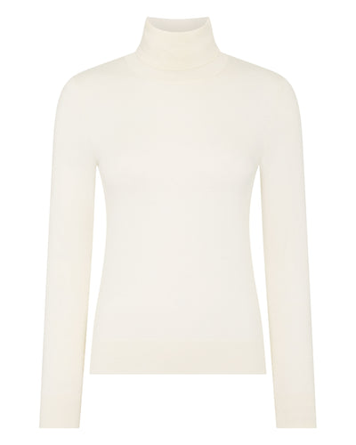 N.Peal Women's Margot Superfine Cashmere Roll Neck Jumper New Ivory White