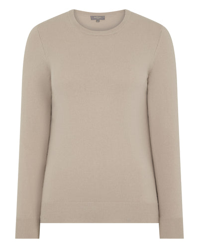 N.Peal Women's Evie Classic Round Neck Cashmere Jumper Cashew Brown