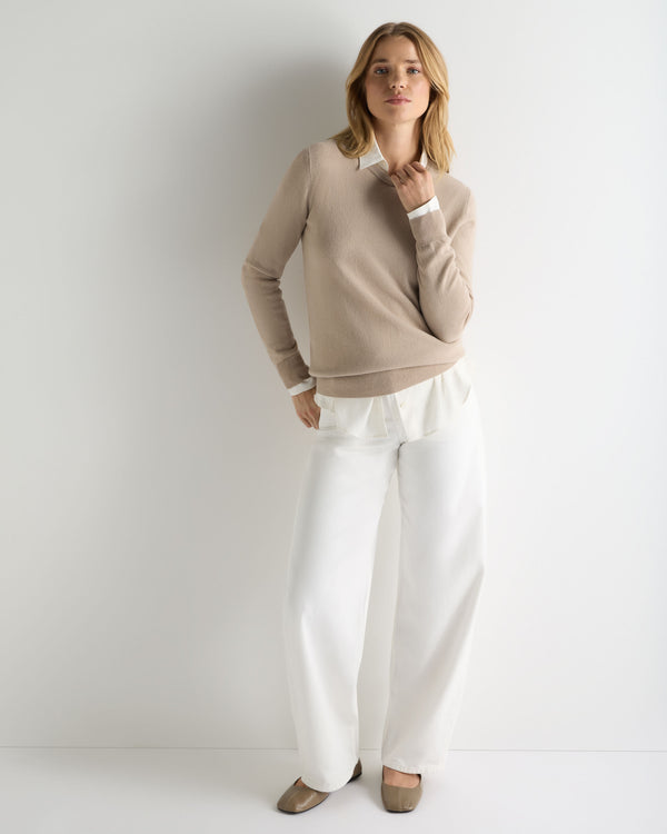 N.Peal Women's Evie Classic Round Neck Cashmere Jumper Cashew Brown