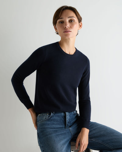 Women's Evie Classic Round Neck Cashmere Jumper Navy Blue