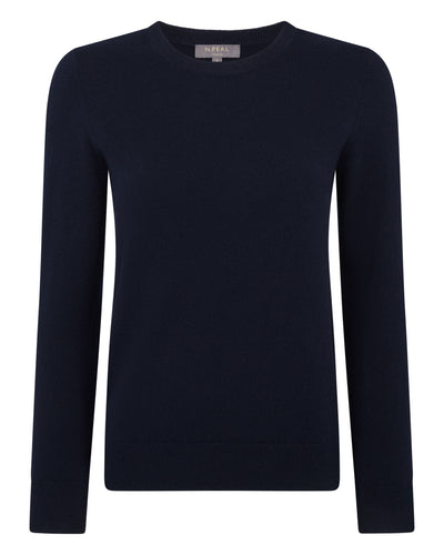 Women's Evie Classic Round Neck Cashmere Jumper Navy Blue