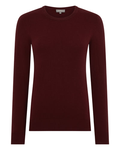 N.Peal Women's Evie Classic Round Neck Cashmere Jumper Rustic Red
