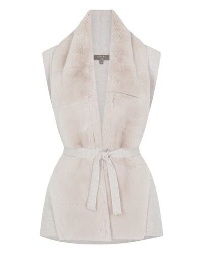 N.Peal Women's Lola Fur Placket Cashmere Gilet Pebble Grey
