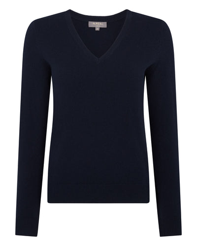 Women's Phoebe V Neck Cashmere Jumper Navy Blue