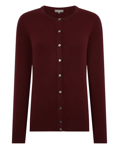 N.Peal Women's Olivia Round Neck Cashmere Cardigan Rustic Red