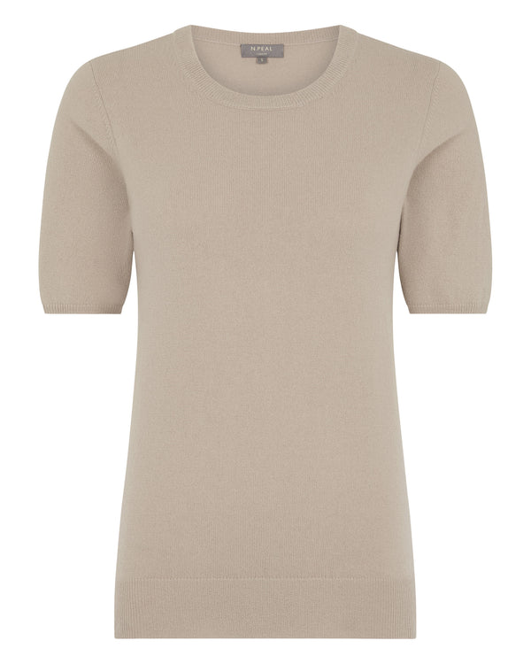 N.Peal Women's Milly Classic Cashmere T-Shirt Cashew Brown