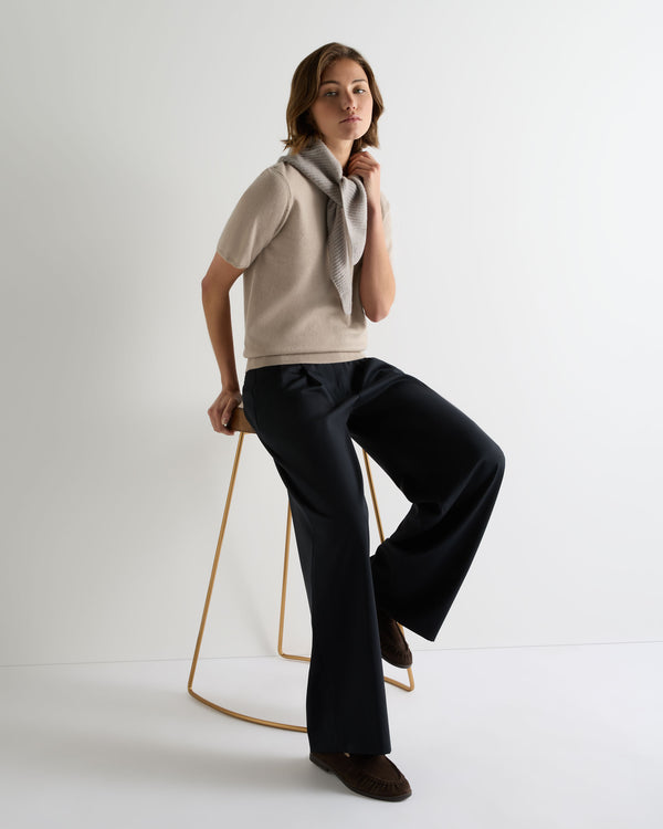 N.Peal Women's Milly Classic Cashmere T-Shirt Cashew Brown