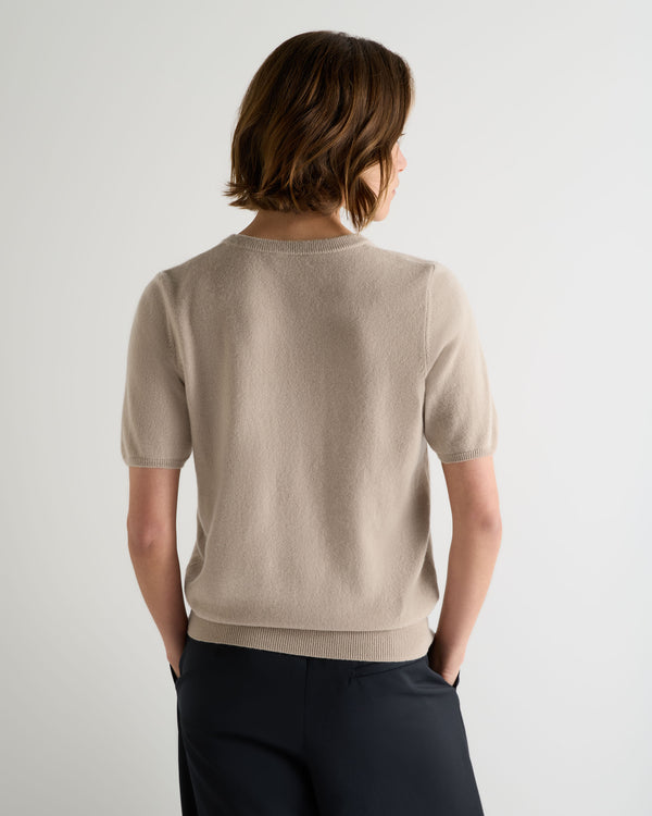 N.Peal Women's Milly Classic Cashmere T-Shirt Cashew Brown
