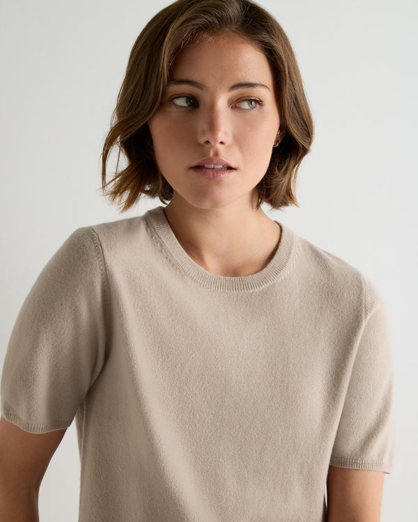 N.Peal Women's Milly Classic Cashmere T-Shirt Cashew Brown