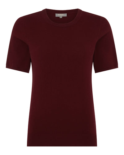 N.Peal Women's Milly Classic Cashmere T-Shirt Rustic Red