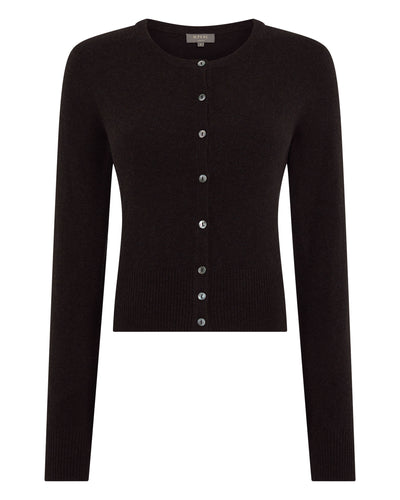 N.Peal Women's Ivy Cropped Cashmere Cardigan Cocoa Brown