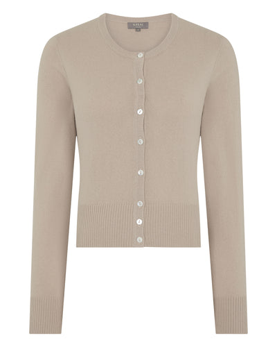 N.Peal Women's Ivy Cropped Cashmere Cardigan Cashew Brown
