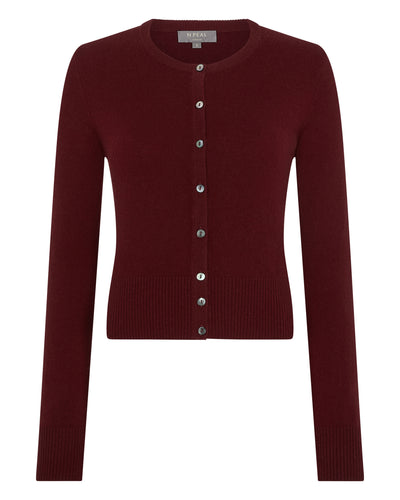 N.Peal Women's Ivy Cropped Cashmere Cardigan Rustic Red