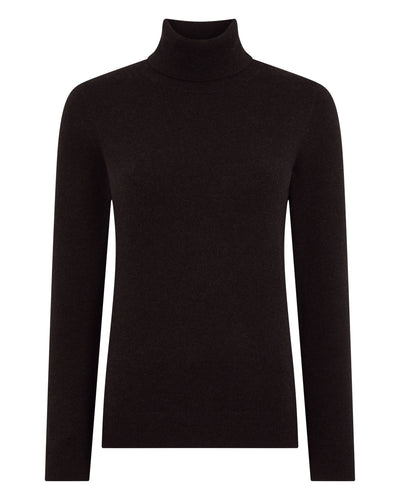 N.Peal Women's Luna Roll Neck Cashmere Jumper Cocoa Brown