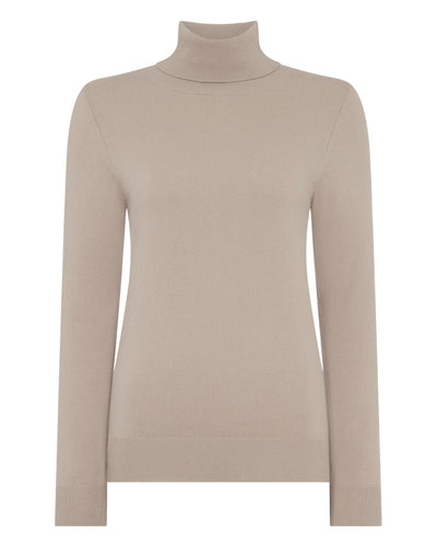 N.Peal Women's Luna Roll Neck Cashmere Jumper Cashew Brown