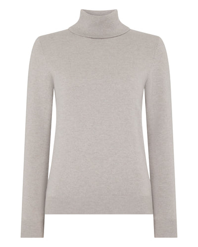 N.Peal Women's Luna Roll Neck Cashmere Jumper Oat Grey