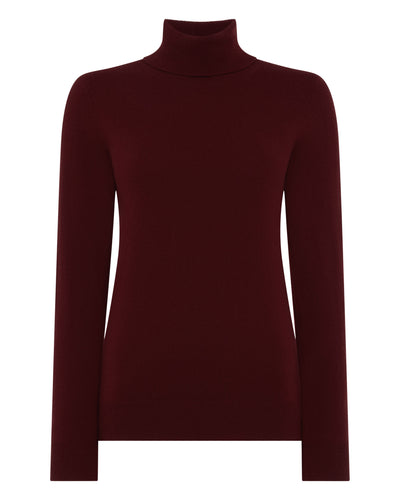N.Peal Women's Luna Roll Neck Cashmere Jumper Rustic Red