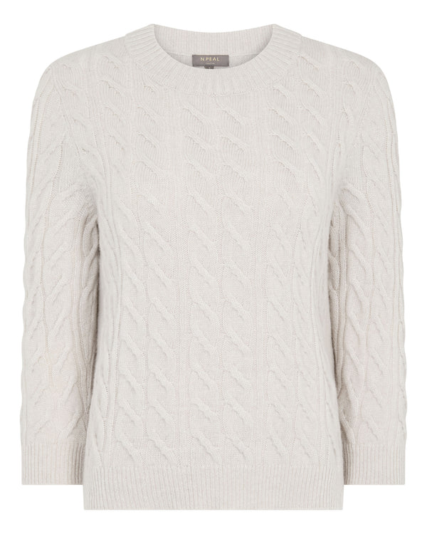 Women's Emilia Cable Round Neck Cashmere Jumper With Lurex 2