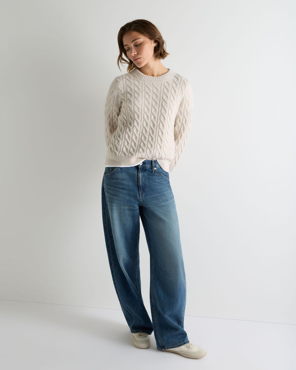Women's Emilia Cable Round Neck Cashmere Jumper With Lurex 3