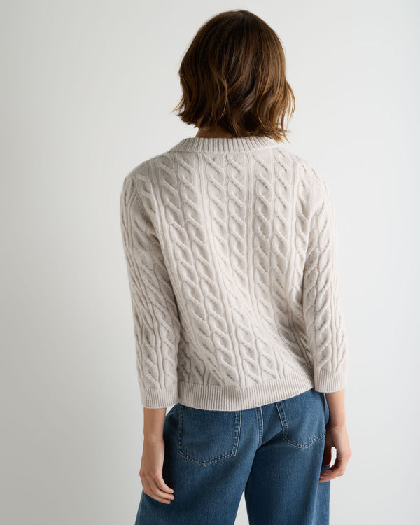 Women's Emilia Cable Round Neck Cashmere Jumper With Lurex 4