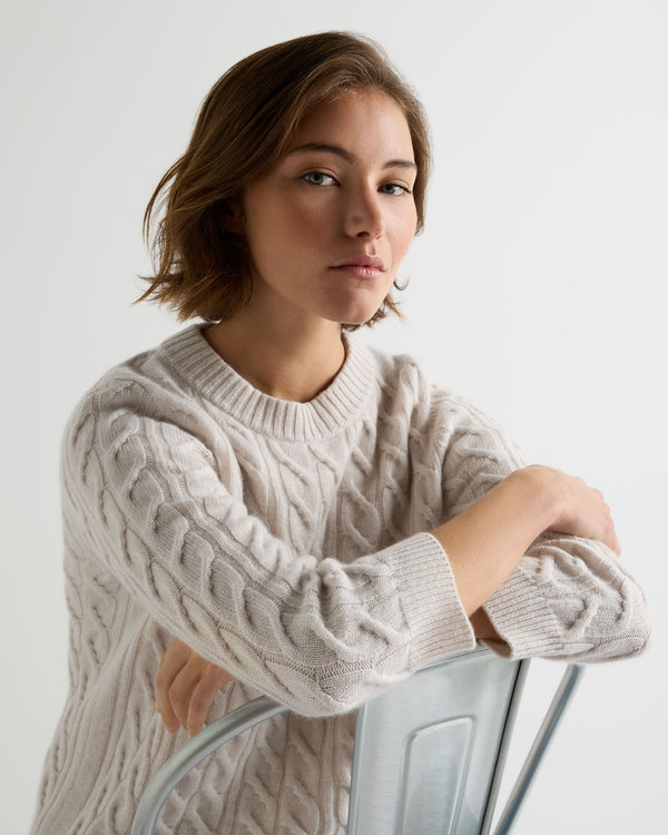 Women's Emilia Cable Round Neck Cashmere Jumper With Lurex 5