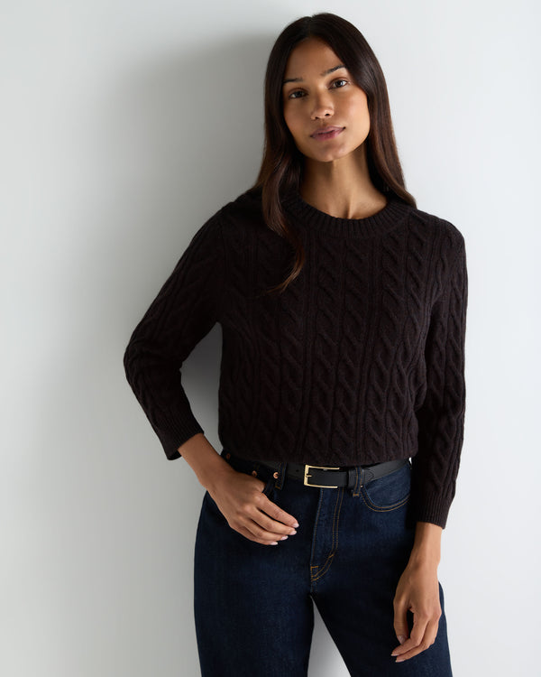 Women's Emilia Cable Round Neck Cashmere Jumper 1