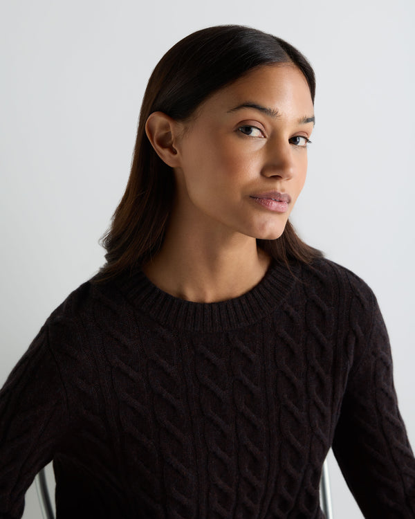 Women's Emilia Cable Round Neck Cashmere Jumper 5
