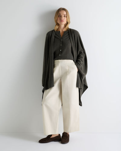 N.Peal Women's Lily Lightweight Cashmere Cape Grey Moss