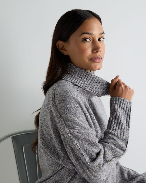 Women's Mollie Metal Trim Roll Neck Cashmere Jumper With Lurex 5