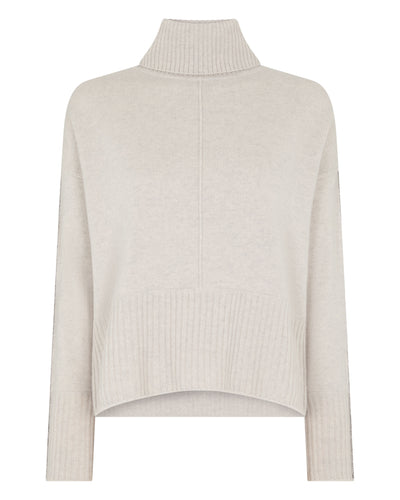 N.Peal Women's Mollie Metal Roll Neck Cashmere Jumper Pebble Grey