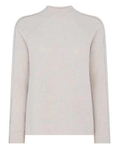 N.Peal Women's Metal Funnel Neck Cashmere Jumper Arctic Grey Melange