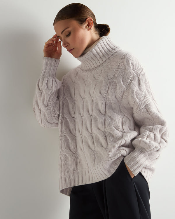 Women's Hana Chunky Cable Roll Neck Cashmere Jumper 1