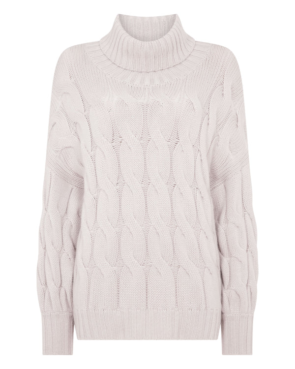 Women's Hana Chunky Cable Roll Neck Cashmere Jumper 2