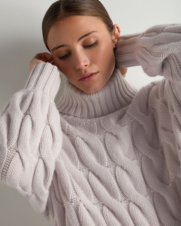 Women's Hana Chunky Cable Roll Neck Cashmere Jumper 5